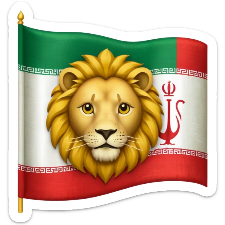 a flag emoji of the old iranian flag that has a lion in the middle sticker