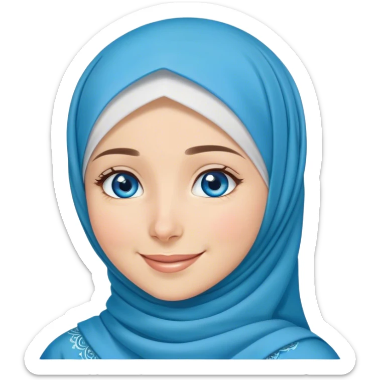 Turkish beautiful finish Konya girl blue eyes with hijab and islamic dress she’s Face with Tears of Joy sticker