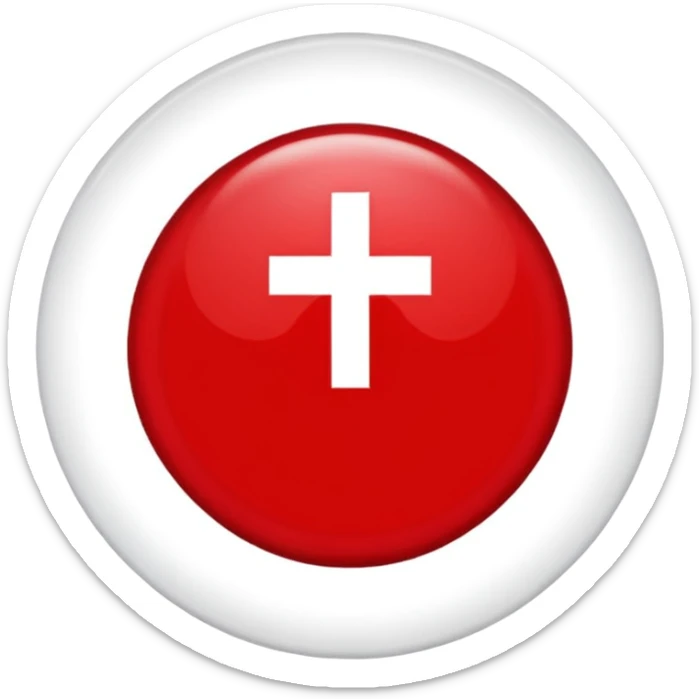 Créame un emoji de una bandera roja con un círculo blanco a un costado y una cruz dentro del circulo boanco sticker