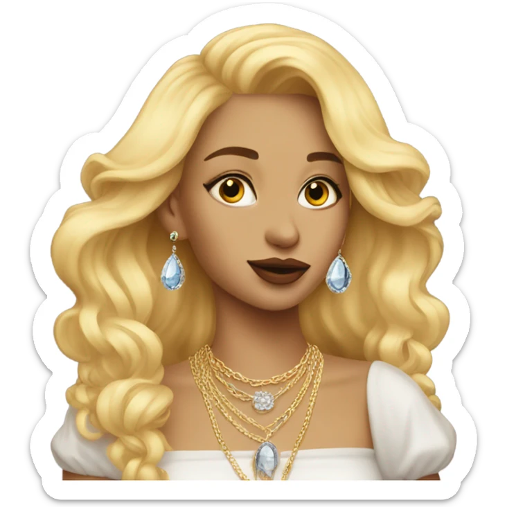 blonde girl with jewelry portrait blowing a kiss sticker