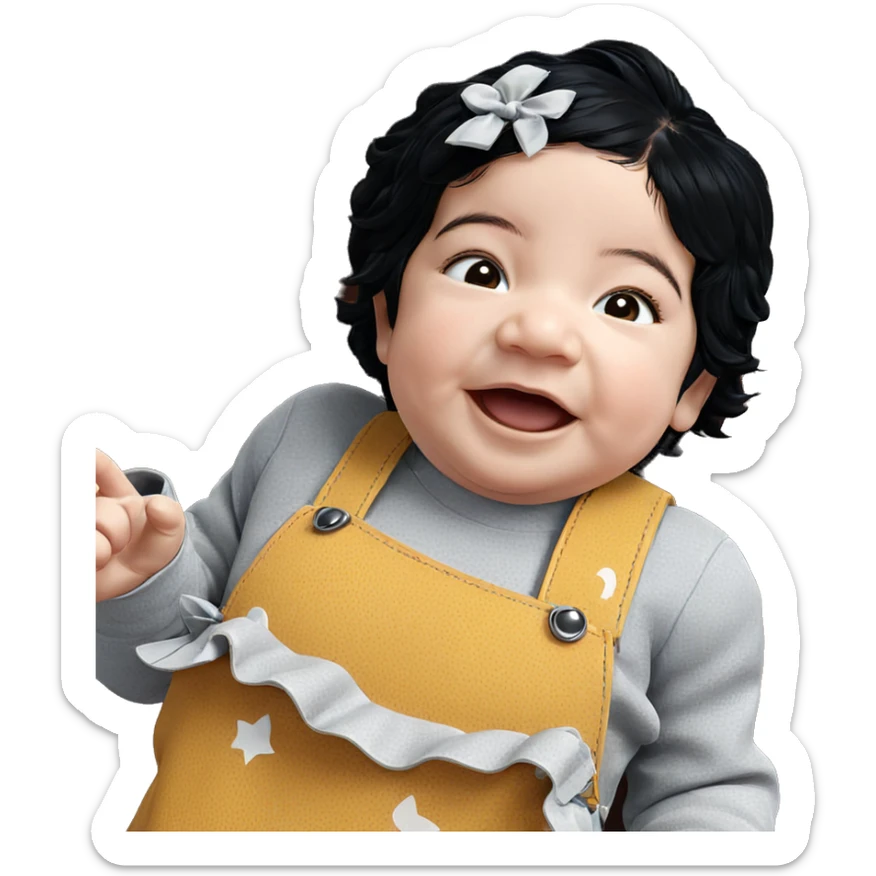 smiling girl with black hair sticker