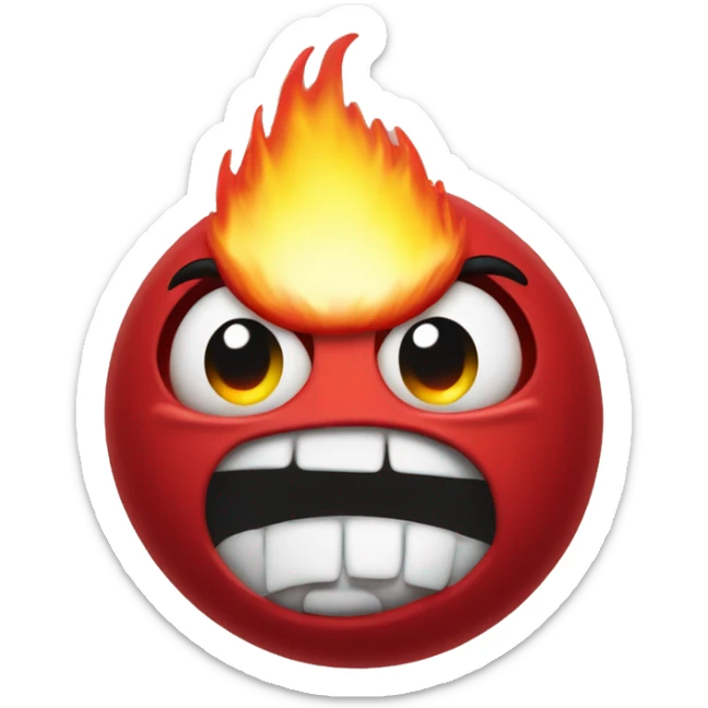 A little red gum drop wearing a suit very angry with fire coming out of his head  sticker