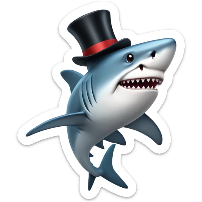 Shark with a top hat sticker