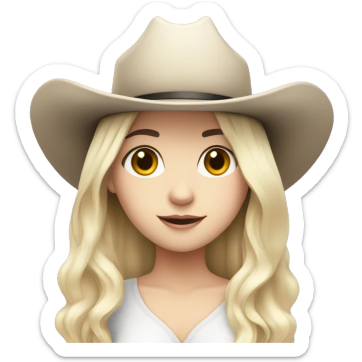 pale skin girl with black hair with a cowboy hat sticker