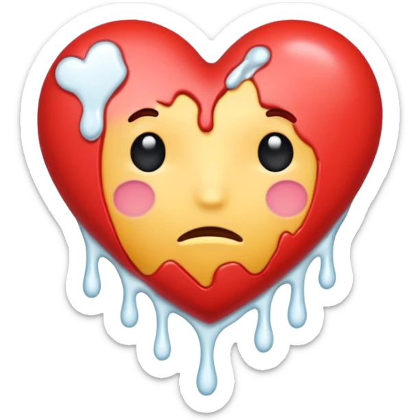The heat broken emoji in white with sticky white liquid Ozzing out of it sticker