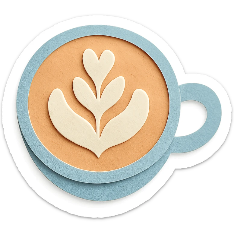 latte art in a cup with latte art shaped like a tulip, soft pastel colors sticker