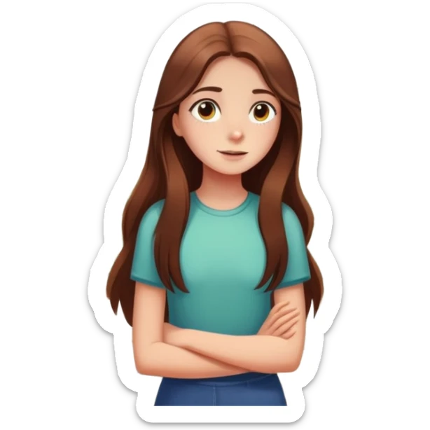 Girl with long brown hair looking out a window with sunbeams and houseplants around her in the background cartoon style  sticker