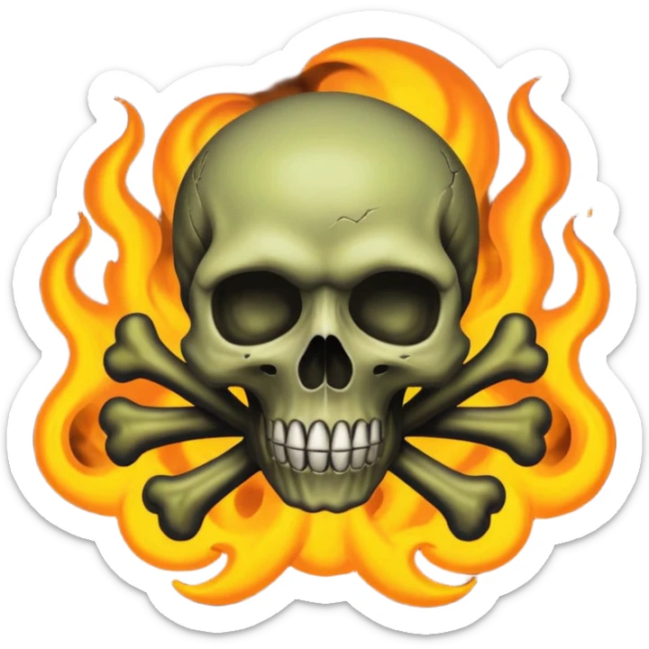 a poisonous cloud of gas, dark swamp color, with an image of a skull and two crossed bones behind the skull sticker
