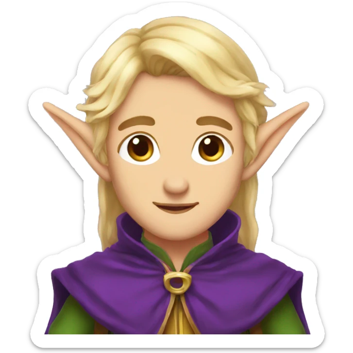 Noble Elf with Elf ears and blonde hair and purple robes sticker