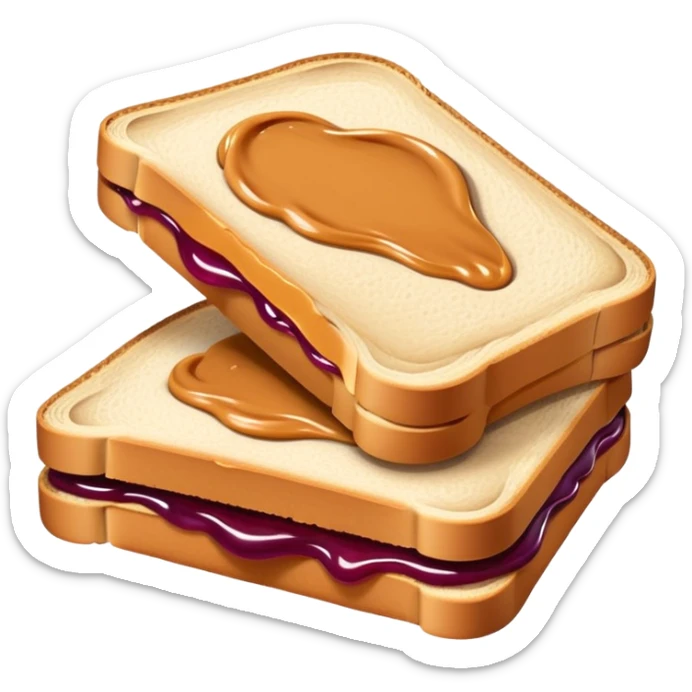 Peanut butter and jelly sandwich with no peanut butter on top piece of bread sticker
