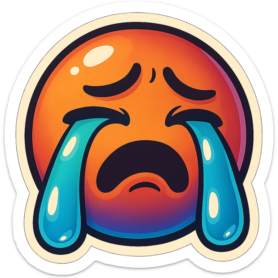 Crying with large tears sticker