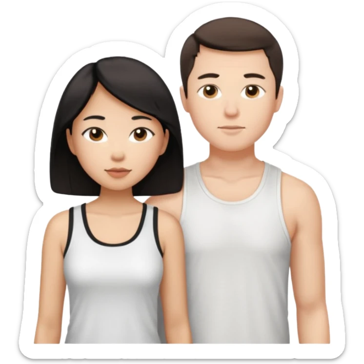Mixed race couple, white male with mixed female (asian & black)
the female is more asian than she is black
The male is french  sticker
