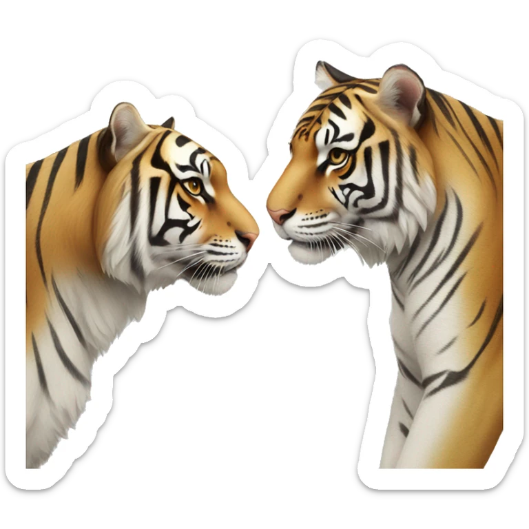 White female tiger and golden male bengal tiger  sticker