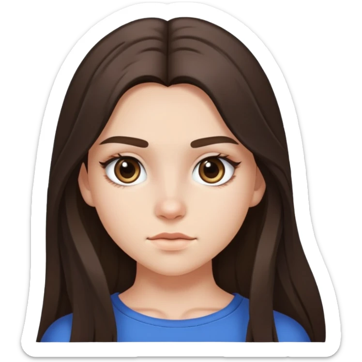 a brunette teen girl with a beauty mark under her eye and long hair and a crop top  sticker