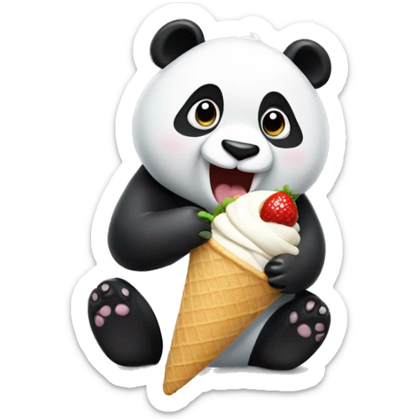 Panda eating ice cream sticker