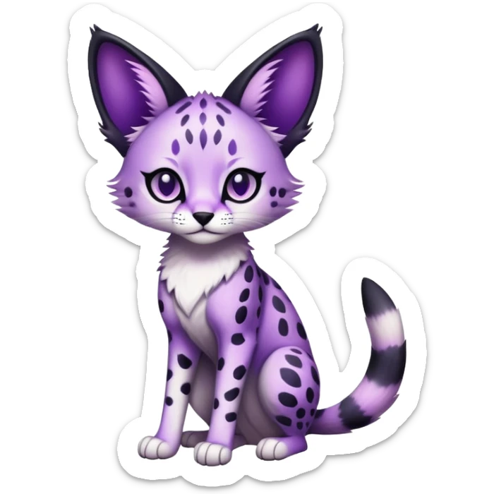Kawaii Cute Edgy Black Purple White ethereal Serval-Fionbri-Vernid full body sticker