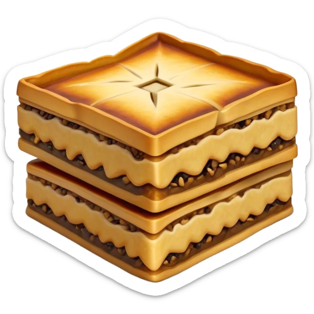 Martabak Cinematic Realistic Martabak Dish Emoji, depicted as a single, square slice of sweet, thick martabak with a rich, indulgent filling, rendered with detailed textures and vibrant, appetizing lighting. sticker