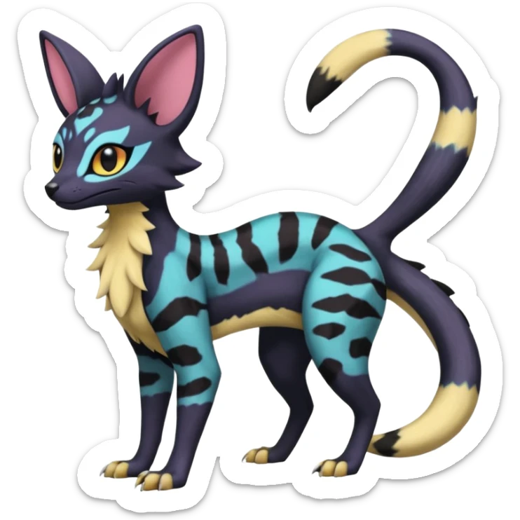 Pastel Salandit-Umbreon-Genet-Noivern-Noibat-Serval-Hybrid (Full body) sticker