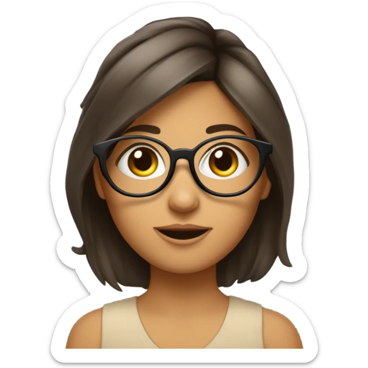 Fille, brune, aux cheveux courts, qui porte des lunettes avec à côté un colibri sticker