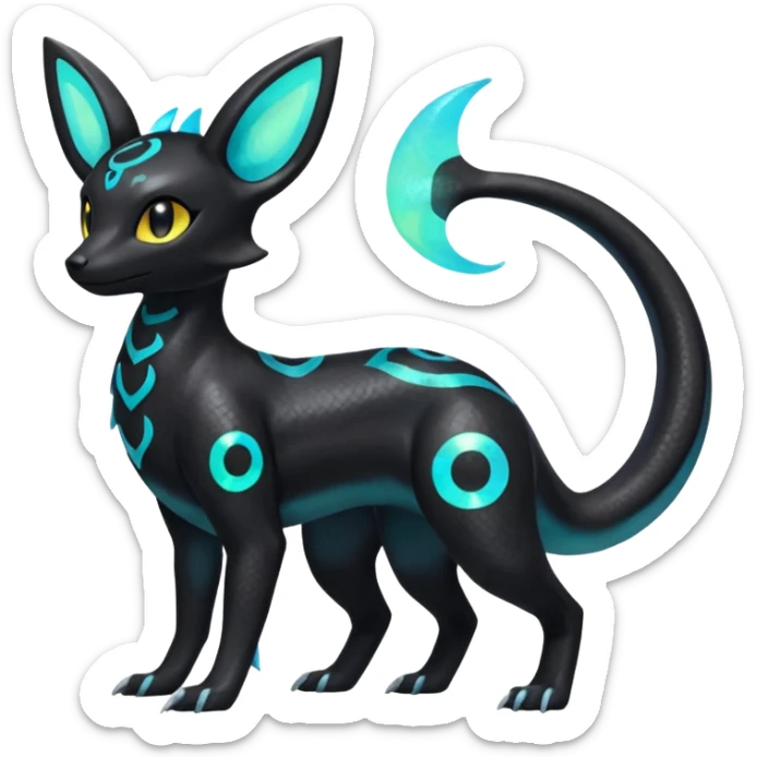 Shiny Aural Umbreon-Amaura-Salandit-Fakémon-fusion (full body) sticker