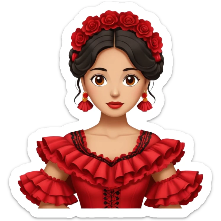 Spanish woman with dark hair wearing traditional flamenco dress sticker