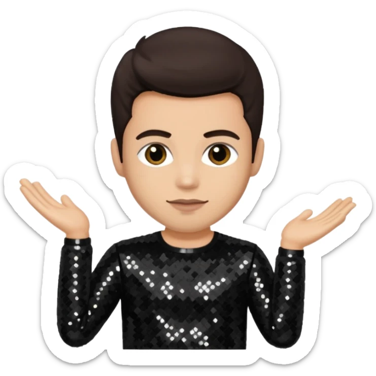 David Silveria from Korn with dark brown hair, light skin, black sequin outfit sticker