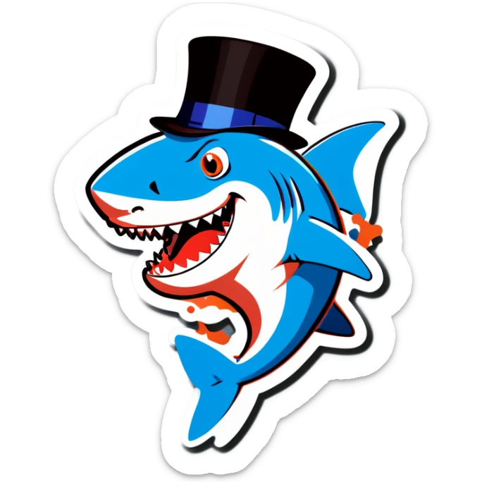 Shark with a top hat sticker