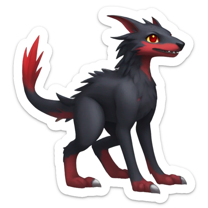 Anthro Cute cool black red nargacuga animal hybrid Fakemon full body sticker