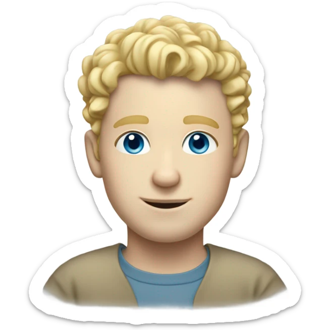 Man with short curly blonde hair and light blue eyes and pale skin sticker