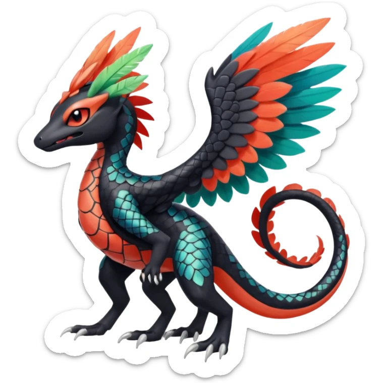 Meloetta-Salandit-Nargacuga-Pokémon-Fakémon-fusion-hybrid-creature sticker