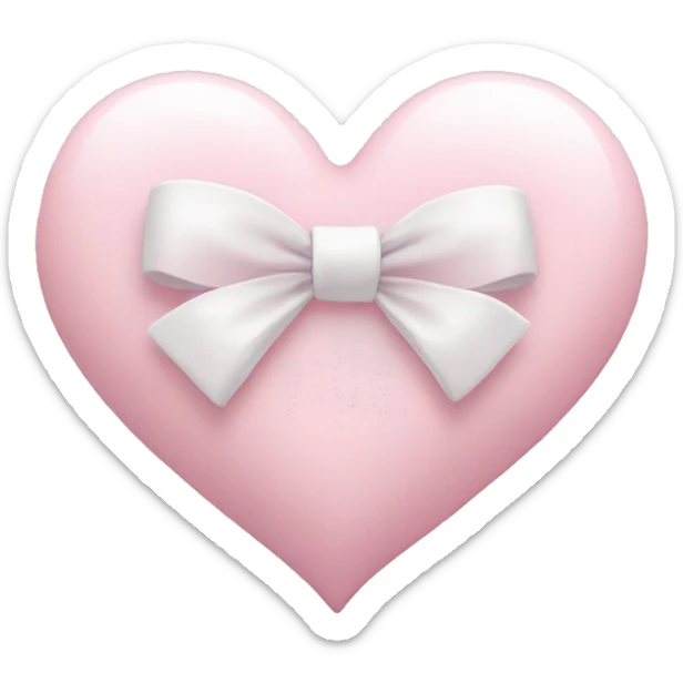 Pastel pink heart with white bow sticker