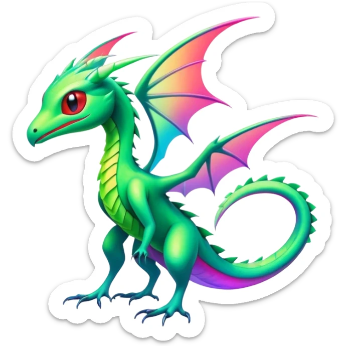 Colorful Neon Gothic Edgy Tropical Flygon-Aurorus-Amaura-Hybrid-Creature sticker