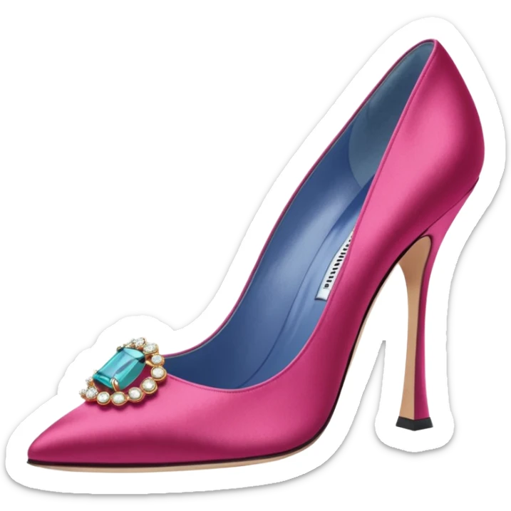 manolo blahink 90's satin pump add the jewelry to the front sticker