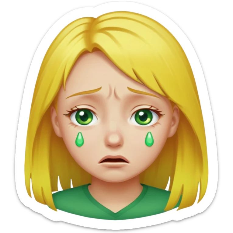 the girl is that criying she has green eyes and yellow hair sticker