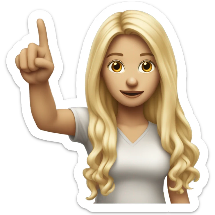 Blonde women with LONG HAIR ,POINTING YOU FORWARD with her HAND with INDEX FINGER, Hyper Realistic sticker