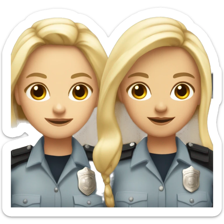 Two police woman (one with long blonde hair and medium skin and the other one with short dark hair and bright skin) sticker