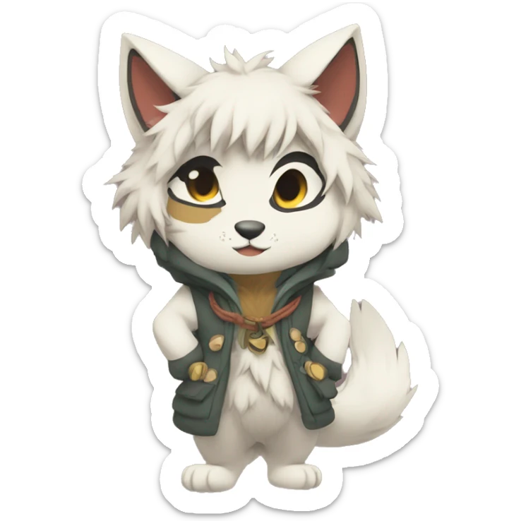 Kemono-style, Chibi, Anthro-Fur-Sona-Fakémon, clothing, Full Body sticker