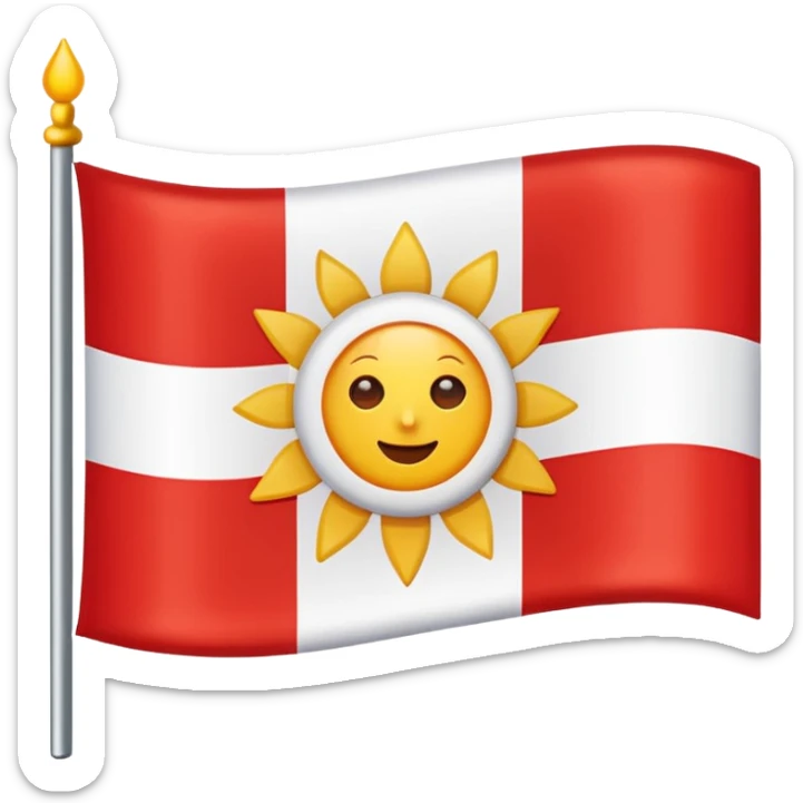 Eine Flagge die weiß ist in der Mitte einen roten Streifen hat und in dem roten Streifen eine Sonne drin ist der Streifen der rot ist ist nicht so dünn aber auch nicht dick sticker