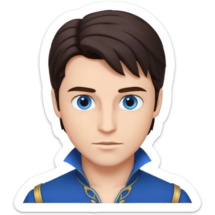 Prince Fiyero from Wicked with blue eyes, dark brown hair, blue outfit sticker