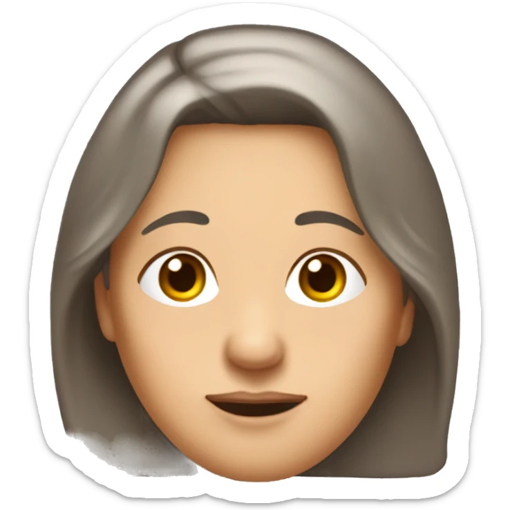 Lady in her 50s with long brown hair down, with a crown written on it grandma and fine wrinkles around the eye sticker