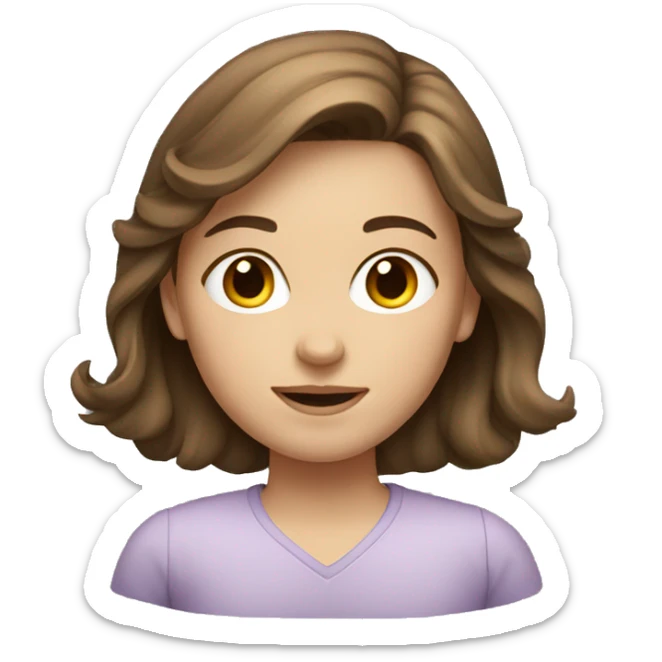 Caucasian girl with brown hair sticker