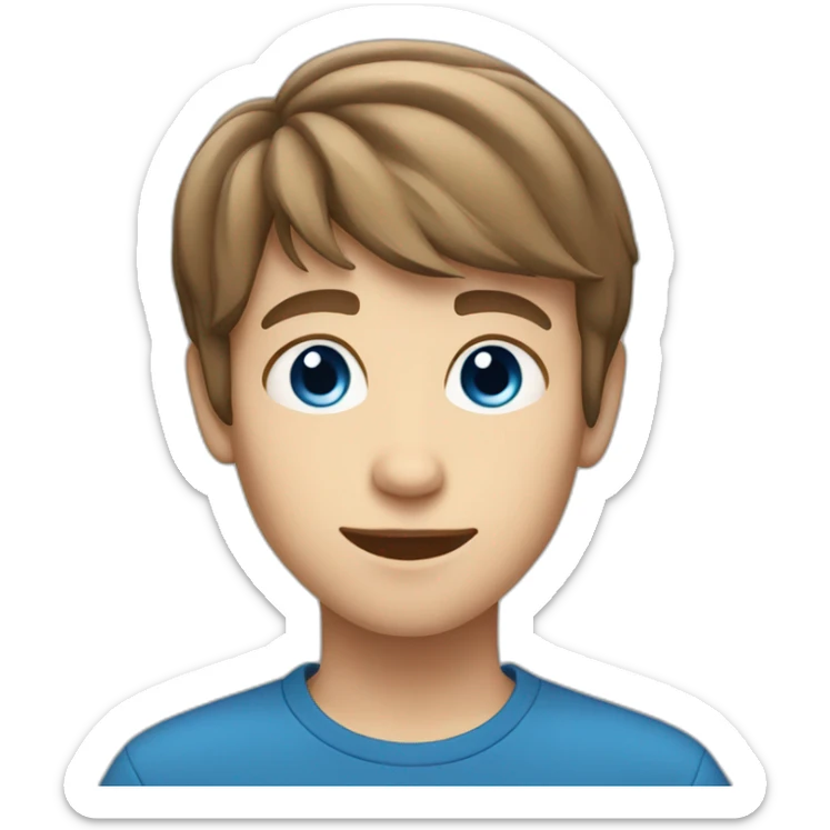 A boy teenager with blue eyes and short brown hair and a ray in the middle sticker