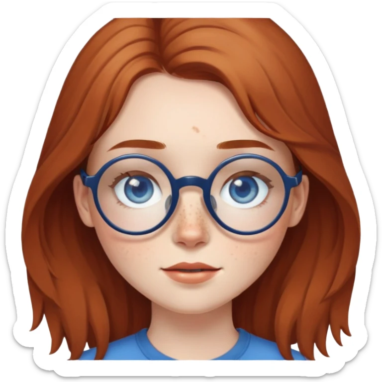 Brunette girl, with brown round glasses, and freckles and pale man with dirty blonde hair, freckles, blue eyes, and red beard. sticker