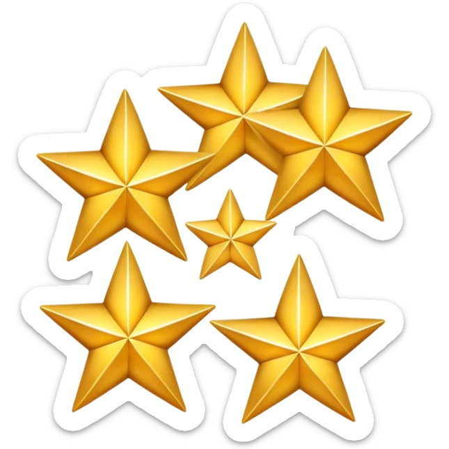 3 golden stars, one big in the center and two smaller on the sides sticker
