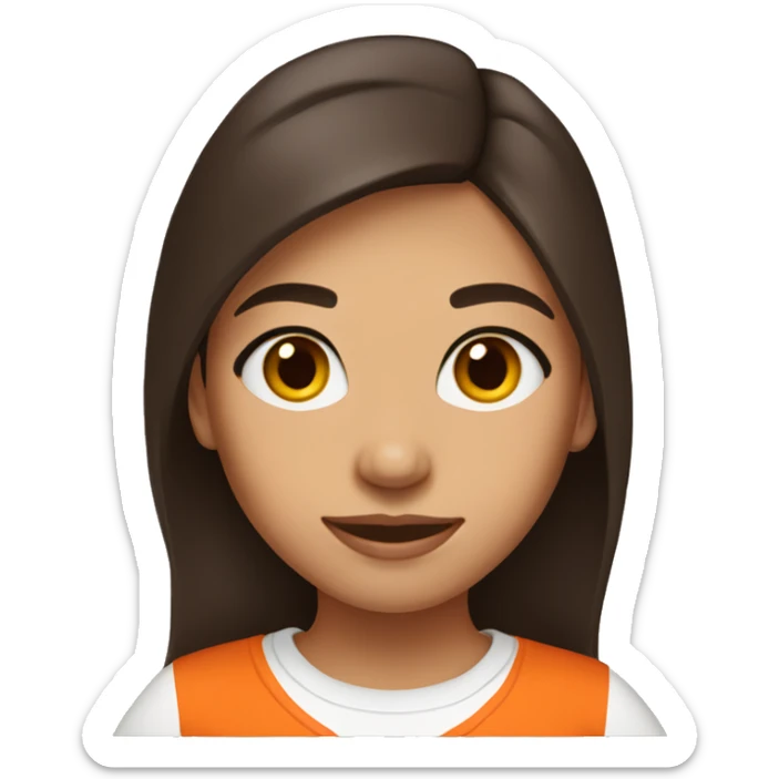 Brunette girl with brown eyes wearing Florida Gator t-shirt sticker