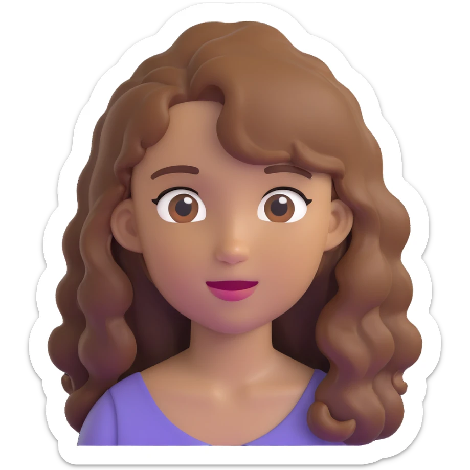cartoon emoji of a 16 year old girl with natural skin tone and wavy medium hair sticker