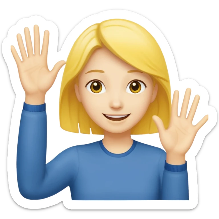 Face with person giving themselves a high five. use the standard yellow emoji with hands should be touching similar to the prayer emoji with visual showing a clap sticker