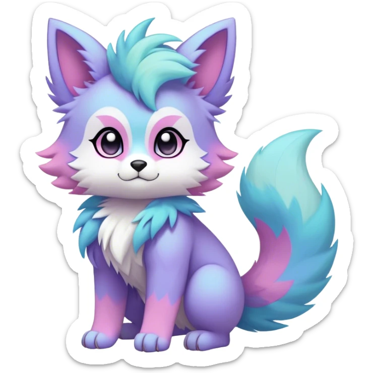 Kawaii pastel edgy colorful ethereal anthro fursona Fakemon sticker