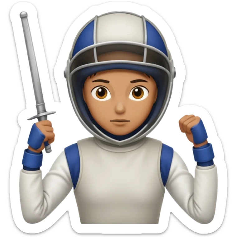 A person wearing fencing equipment with their entire body sticker