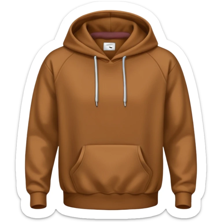 A brown hoodie no human and no zipper nothing on the fornt I like the last one  sticker